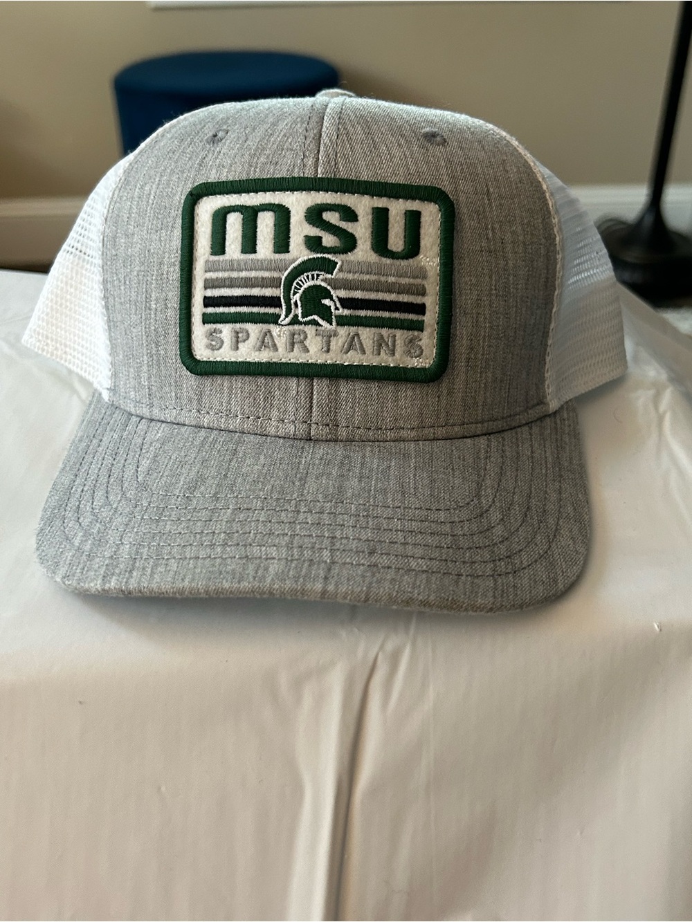 MSU Spartans Legacy White Mesh Trucker Hat with Black Logo Tape